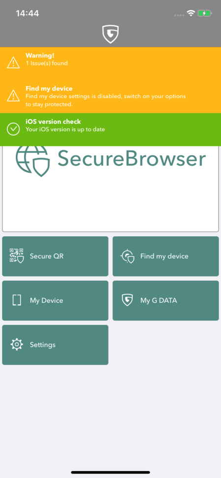 G DATA Mobile Security iOS: Aviso