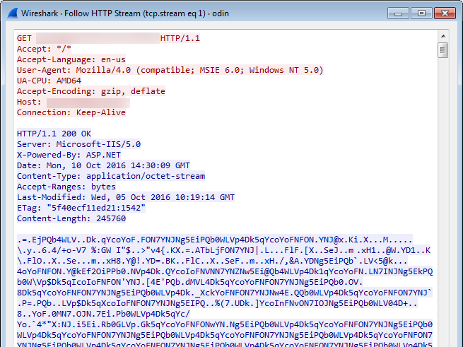 Top German Article 2016: Neue Locky-Version ändert die Dateiendung auf *.ODIN Screenshot of an encrypted Locky DLL