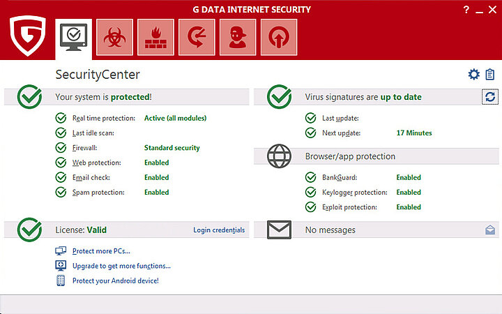 in the G DATA Security Center, users can find out how up-to-date their security software is.
