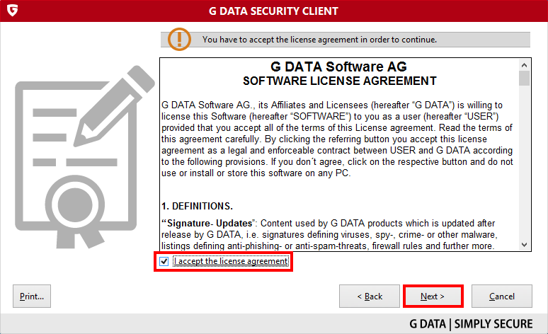 How to install the G DATA Security Client for Windows