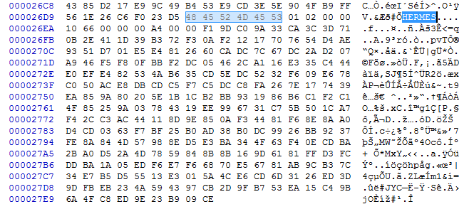 Marker in Hermes encrypted file.