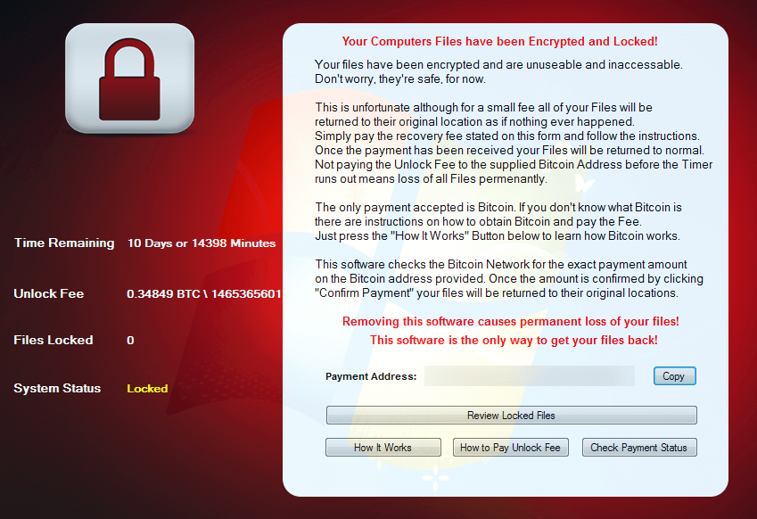 Manamecrypt shows its demands Screenshot: Manamecrypt shows its demands
