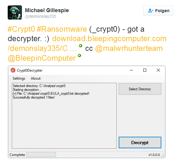 Crypt0 decryption tool