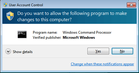 UAC asks for permission Screenshot of UAC asking for permission