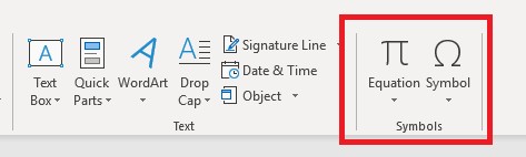 The built-in Equation and Symbol Editor (Click to enlarge) The built-in Equation and Symbol Editor (Click to enlarge)